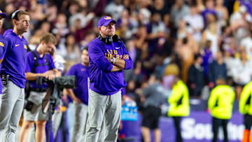 Tigers Head Coach Brian Kelly, LSU Tigers take on the Texas A&M Aggies. October 25, 2025; Baton Rouge, Louisiana, USA; at Tiger Stadium. Saturday, Oct. 25, 2025.