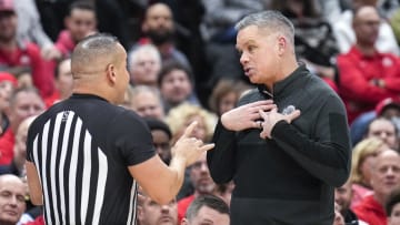 Dec 21, 2022; Columbus, Ohio, United States; Ohio State Buckeyes head coach Chris Holtmann speaks with a referee during the second half of the NCAA division I basketball game at Value City Arena on Wednesday night. Mandatory Credit: Joseph Scheller-The Columbus Dispatch