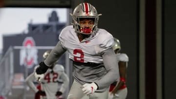 Ohio State Buckeyes safety Kourt Williams II (2) runs a drill during a spring football practice at the Woody Hayes Athletics Center in Columbus on March 22, 2022.

Ncaa Football Ohio State Spring Practice