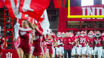 Head Coach Curt Cignetti leads the team onto the field the Indiana versus Illinois football game at Memorial Stadium on Saturday, Sept. 20, 2025