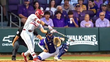 Bryce Fowler 9, LSU Tigers take on Alabama Baseball in Baton Rouge, LA. Thursday, April 17, 2025.