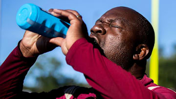 FSU Running Backs Coach David Johnson drinks water during practice Thursday, Sept. 1, 2022 in Tallahassee, Fla.

David Johnson 01