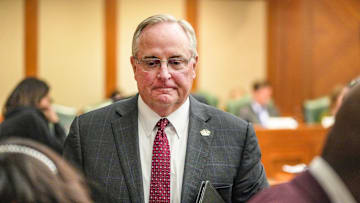 General Mark A. Welsh III, President of Texas A&M University, makes his way out after he addressed the Senate Higher Education Subcommittee at the State Capitol on Monday, Nov. 11, 2024.