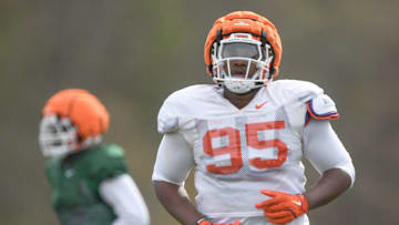 Clemson defensive tackle Amare Adams (95) during Spring Practice in Clemson, S.C. Monday, March 24, 2025.
