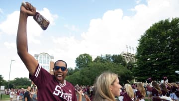 Mississippi State University fans cheer during MSU's 2021 Baseball National Championship parade at