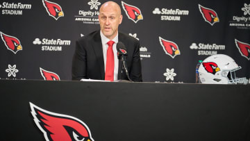 Arizona Cardinals' new general manager Monti Ossenfort addresses the media during a news conference