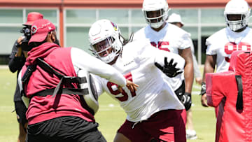 Arizona Cardinals defensive tackle Walter Nolen III (97) during organized team practice at the Arizona Cardinals training center in Tempe on June 3, 2025.