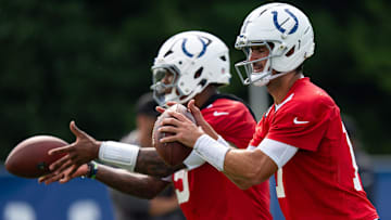 Indianapolis Colts quarterbacks Anthony Richardson Sr. and Daniel Jones