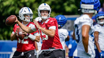 Indianapolis Colts players Jason Bean and Riley Leonard