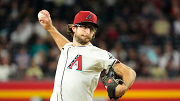 Arizona Diamondbacks pitcher Zac Gallen (23) throws to the San Francisco Giants in the first inning at Chase Field in Phoenix on Sept. 25, 2024.