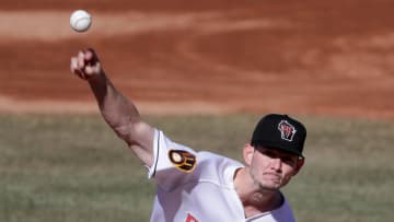 The Wisconsin Timber Rattlers   s starting pitcher Justin Jarvis (10) during the team   s home opener against the Peoria Chiefs on Saturday, April 9, at Neuroscience Group Field at Fox Cities Stadium in Grand Chute, Wis.  Ernesto Mart   nez Jr (9), hit a walk-off single in the tenth inning to defeat the Peoria Chiefs 7-6.
Wm. Glasheen USA TODAY NETWORK-Wisconsin

Apc Rattlers Home Opener 10982 040922wag