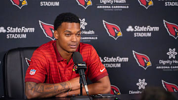 Cardinals second-round draft pick Will Johnson speaks to the media at the Arizona Cardinals training center