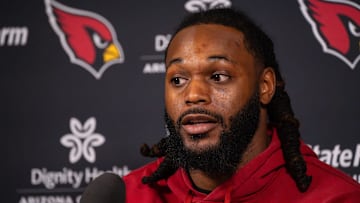 Baron Browning speaks to the media following his re-signing with the Cardinals at the Arizona Cardinals Training Center
