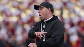 Arizona State football head coach Kenny Dillingham reacts during the first quarter against Iowa State in the Big-12 showdown at jack Trice Stadium on Nov. 1, 2025, in Ames, Iowa.