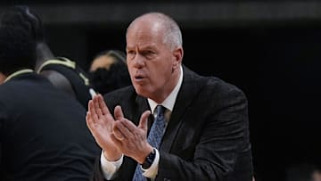 Colorado Buffaloes men’s basketball coach Tad Boyle reacts during the second half against Iowa State in the Big-12 men’s basketball at Hilton Coliseum on Feb.18, 2025 in Ames, Iowa.