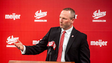Indiana University men's basketball Head Coach Darian DeVries speaks at the introductory press conference at Simon Skjodt Assembly Hall on Wednesday, March 19, 2025.