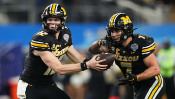 Dec 29, 2023; Arlington, Texas, USA; Missouri Tigers quarterback Brady Cook.