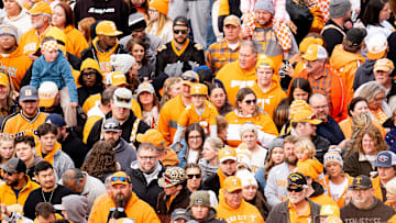 Fans wait for the start of the Vol Walk before a college football game between Tennessee and UTEP at Neyland Stadium in Knoxville, Tenn., Saturday, Nov. 23, 2024.