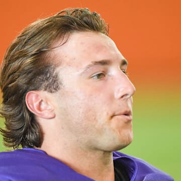 Clemson quarterback Cade Klubnik (2) during Spring Practice in Clemson, S.C. Monday, March 24, 2025.