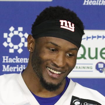 East Rutherford , NJ — May 10, 2024 -- Second round draft pick safety Tyler Nubin as the NY Giants hold their Rookie Camp and introduce their new draft picks.
