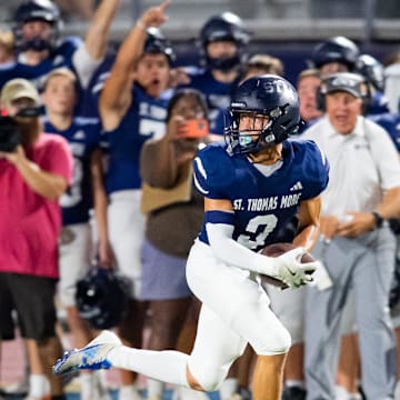 Brian Broussard 9 fumble recovery for a touchdown as STM takes on Acadiana football. Friday, Sept. 20, 2024.