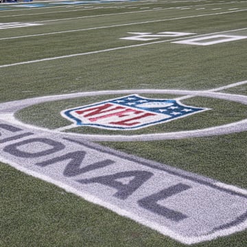 Jan 22, 2022; Nashville, Tennessee, USA; A general overall view of the AFC Divisional playoff logo at Nissan Stadium. Mandatory Credit: Kirby Lee-Imagn Images