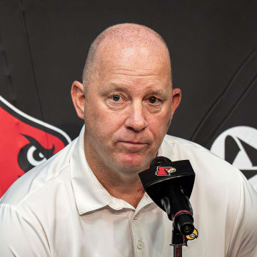 University of Louisville head football coach Jeff Brohm took questions from the media