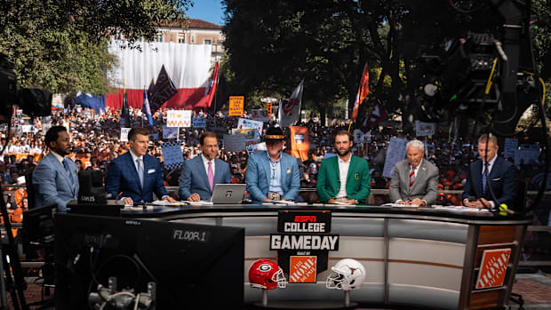 Oct 19, 2024; Austin, Texas, USA; ESPN's College Game Day at the University of Texas on the South Mall, before a game between
