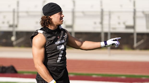 Hamilton Huskies Beau Jandreau during football practice at Hamilton High in Chandler on May 5, 2025. 