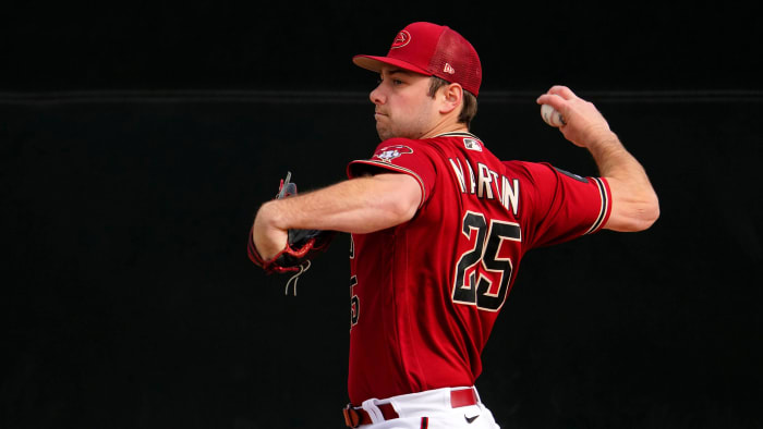 Arizona Diamondbacks pitcher Corbin Martin (25) throws in the bullpen during spring training