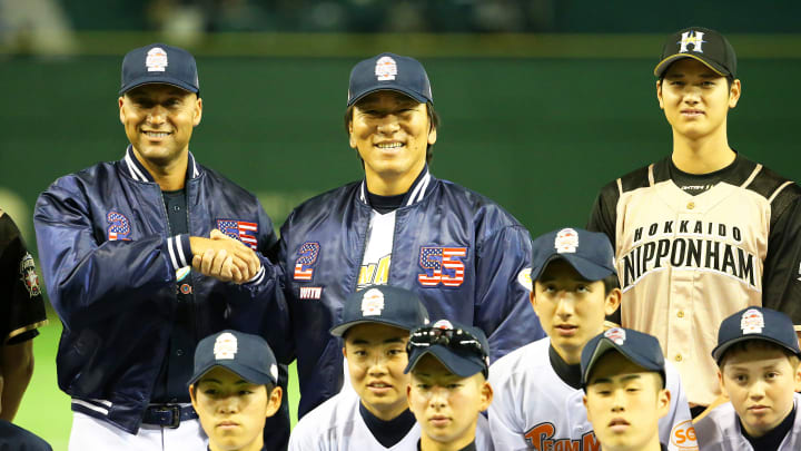 Jeter v Matsui Charity Baseball Game In Japan