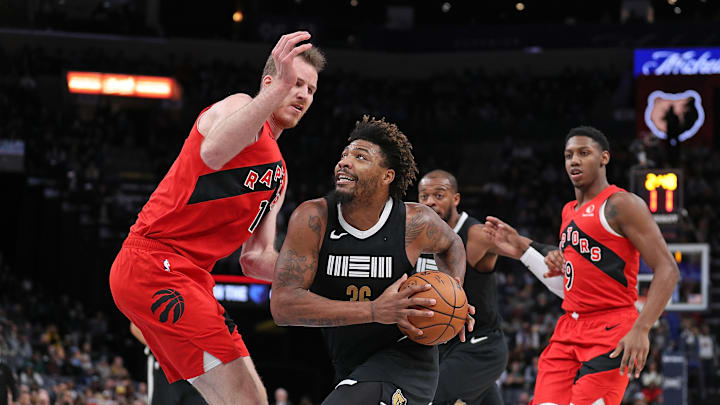 Jakob Poeltl and RJ Barrett, Toronto Raptors and Marcus Smart, Memphis Grizzlies