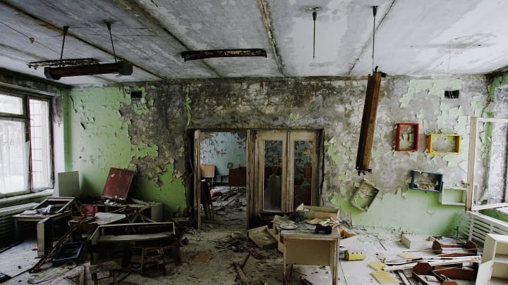 Abandoned room and furniture in Chernobyl