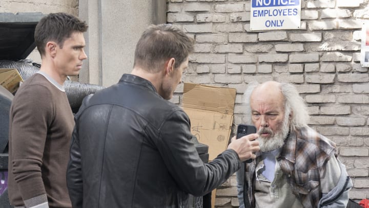 CBS Original Daytime Series THE BOLD AND THE BEAUTIFUL, scheduled to air on the CBS Television Network. Pictured: Tanner Novlan as Dr. John Finnegan, Sean Kanan as Deacon Sharpe and Clint Howard as Tom. Photo Courtesy of Sean Smith / Bell Phillip TV Productions Inc.