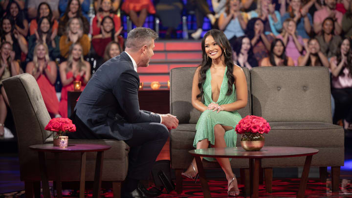 THE BACHELORETTE - "The Bachelorette: The Men Tell All" - It's a night of confrontations and emotions as Jenn reunites with 14 of her memorable men to address the season's most unforgettable moments. Meanwhile, Devin seeks clarity on Jenn's feelings as she faces the tough decision of sending one man home. TUESDAY, AUG. 27 (8:00-10:01 p.m. EDT) on ABC. (Disney/John Fleenor) JESSE PALMER, JENN TRAN