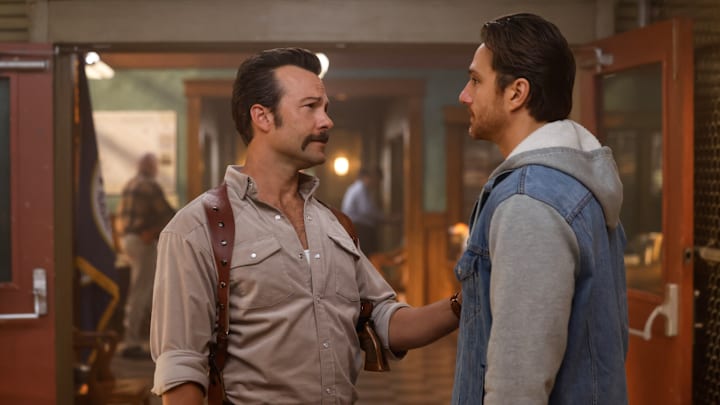 “Flight of Icarus” – The team investigates the death of a famed Marine commander’s son, while a pivotal part of Franks’ past involving his family is revealed, on NCIS: ORIGINS, Monday, Jan. 27 (10:00-11:00 PM, ET/PT) on the CBS Television Network, and streaming on Paramount+ (live and on-demand for Paramount+ with SHOWTIME subscribers, or on-demand for Paramount+ Essential subscribers the day after the episode airs)*. Pictured (L-R): Kyle Schmid as Mike Franks. Photo: Sonja Flemming/CBS ©2024