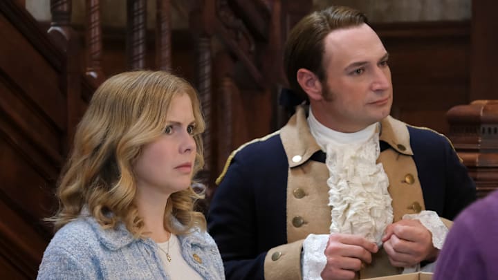 “The Not-So-Silent Partner” – Sam and Jay are forced to cover when Mark demands to meet the silent investor in Jay’s restaurant who has been holding up construction, on the CBS Original series GHOSTS, Thursday, Jan. 30 (8:30-9:00 PM, ET/PT) on the CBS Television Network, and streaming on Paramount+ (live and on demand for Paramount+ with SHOWTIME subscribers, or on demand for Paramount+ Essential subscribers the day after the episode airs)*. Pictured (L-R): Rose McIver as Samantha and Brandon