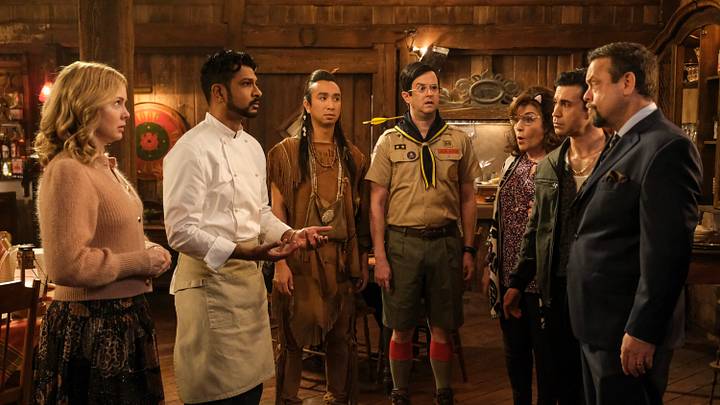 “Ghostsfellas” – Jay angers a local restaurateur when he uses a recipe at his restaurant that was given to him by Pete, on the CBS Original series GHOSTS, Thursday, Feb. 20 (8:31-9:01 PM, ET/PT) on the CBS Television Network, and streaming on Paramount+ (live and on demand for Paramount+ with SHOWTIME subscribers, or on demand for Paramount+ Essential subscribers the day after the episode airs)*. Series star Rose McIver directed the episode. Pictured (L-R): Rose McIver as Samantha, Utkarsh