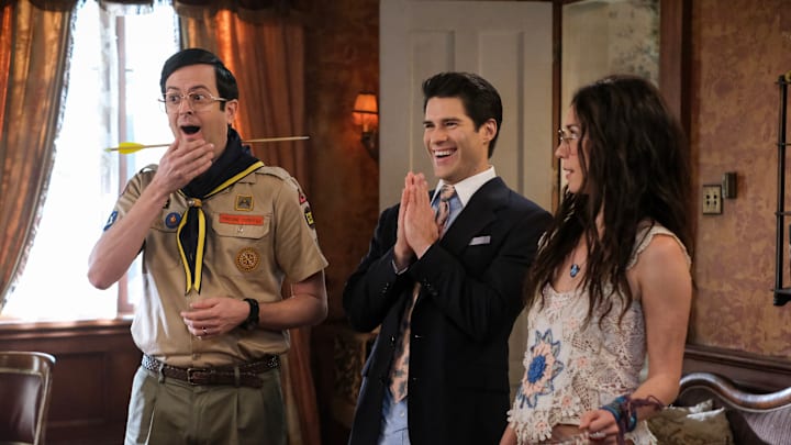 “The Not-So-Silent Partner” – Sam and Jay are forced to cover when Mark demands to meet the silent investor in Jay’s restaurant who has been holding up construction, on the CBS Original series GHOSTS, Thursday, Jan. 30 (8:30-9:00 PM, ET/PT) on the CBS Television Network, and streaming on Paramount+ (live and on demand for Paramount+ with SHOWTIME subscribers, or on demand for Paramount+ Essential subscribers the day after the episode airs)*. Pictured (L-R): Richie Moriarty as Pete, Asher Grodman