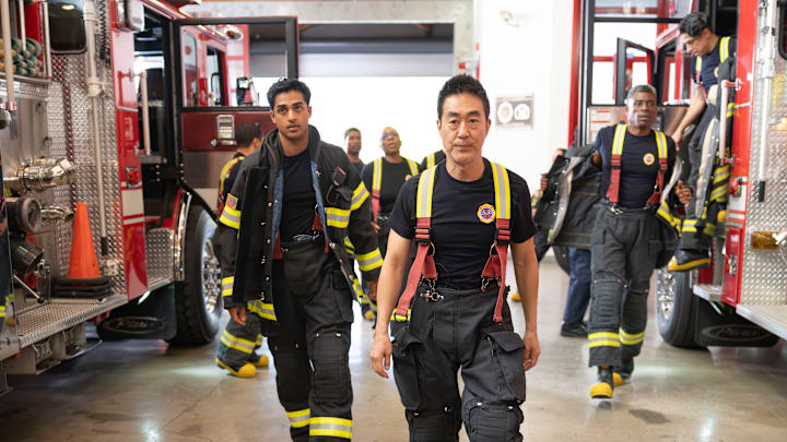 9-1-1 - “Where There’s Smoke” - ABC. (Disney/Christopher Willard) 
ANIRUDH PISHARODY, KENNETH CHOI