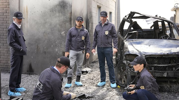 “SONS AND DAUGHTERS” - CBS Original Series NCIS airing on MAY 12 (8:00-9:00 PM, ET/PT) on the CBS Television Network Pictured: Gary Cole, Wilmer Valderrama, Sean Murray, Brian Dietzen and Katrina Law Photo: Robert Voets/CBS ©2026 CBS Broadcasting, Inc. All Rights Reserved.