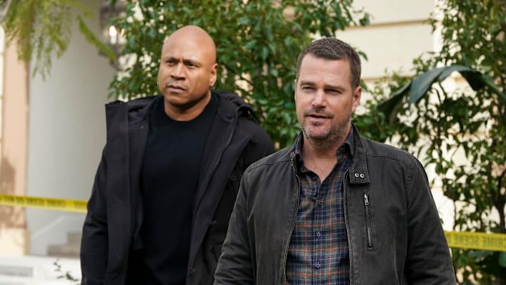 “Sleeping Dogs” – When the NCIS team receives a cryptic, urgent message, Fatima and Rountree must work together to solve the case. Also, Kilbride plans to visit his son, and Callen asks Sam to be his best man, on the CBS Original series NCIS: LOS ANGELES, Sunday, March 26 (10:00-11:00 PM, ET/PT) on the CBS Television Network, and available to stream live and on demand on Paramount+. Pictured (L-R): LL COOL J (Special Agent Sam Hanna) and Chris O'Donnell (Special Agent G. Callen). Photo: Michael