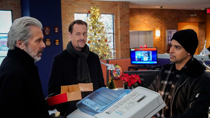 NCIS - “Humbug” - Monday, Dec. 16 (9:00-10:00 PM, ET/PT) When a shocking tell-all threatens to ruin Christmas for a decorated Marine, NCIS must unwrap the truth and deliver a holiday miracle — before the book hits shelves and turns a hero’s legacy into a holiday disaster. Pictured (L-R): Gary Cole as NCIS Special Agent Alden Parker, Sean Murray as Special Agent Timothy McGee, and Wilmer Valderrama as NCIS Special Agent Nicholas “Nick” Torres.