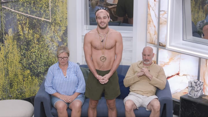 BIG BROTHER season 26 August 7 on the CBS Television Network and live streaming on Paramount+ and PlutoTV. Pictured: Angela Murray, Tucker Des Lauriers and Kenney Kelley.. Photo: CBS ©2024 CBS Broadcasting, Inc. All Rights Reserved. Highest quality screengrab available.