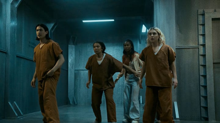 Derek Luh (Jordan Li), Jaz Sinclair (Marie Moreau), Keeya King (Annabeth Moreau), Lizze Broadway (Emma Meyer) in Gen V season 2 episode 5 - Credit: Jasper Savage/Prime