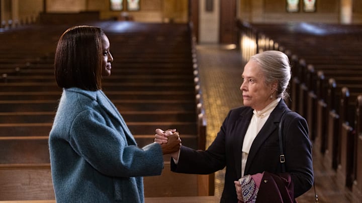 Matlock - “Harm Reduction” – Pictured (L-R): Skye P. Marshall as “Olympia Lawrence” and Kathy Bates as “Madeline Matlock”. Photo: Sonja Flemming/CBS ©2025 CBS Broadcasting, Inc. All Rights Reserved.