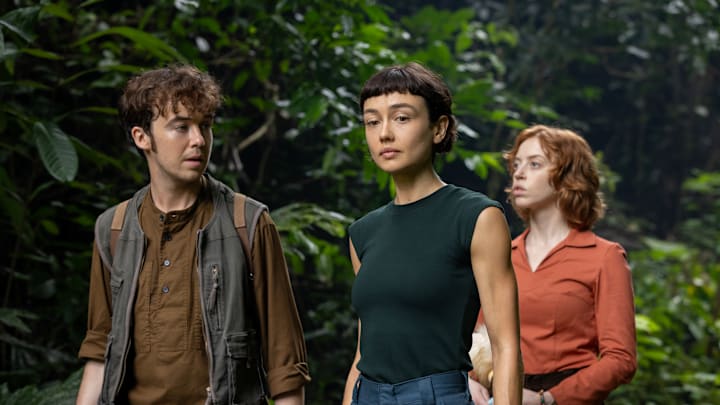 Alex Lawther as Hermit, Sydney Chandler as Wendy, Lily Newmark as Nibs in Alien: Earth episode 7, “Emergence.” CR: Patrick Brown/FX.