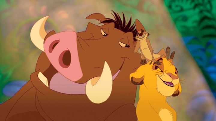 THE LION KING - Lion cub and future king Simba searches for his identity. His eagerness to please others and penchant for testing his boundaries sometimes gets him into trouble. (Disney)
PUMBA, TIMON, SIMBA