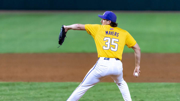 Jacob Mayers 35, The LSU Tigers take on Little Rock in game 6 of the 2025 NCAA Div 1 Regional Baseball Championship at Alex Box Stadium in Baton Rouge, LA. . Sunday, June 1, 2025. SCOTT CLAUSE / USATODAY Network