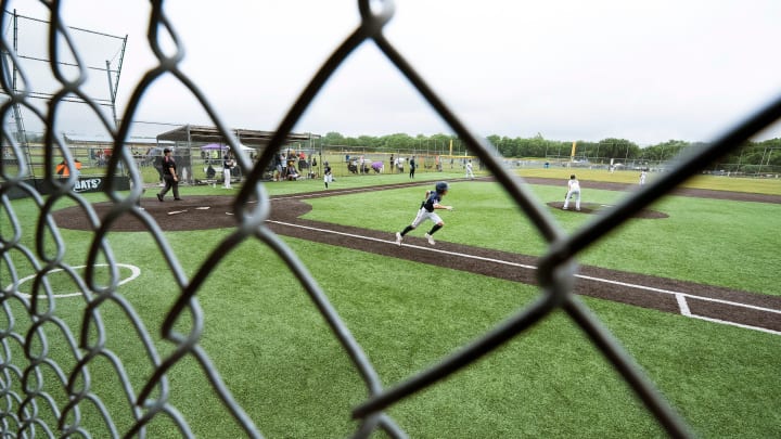 Jun 23, 2023; Columbus, OH, United States;  An Ohio Elite player runs the bases after hitting a